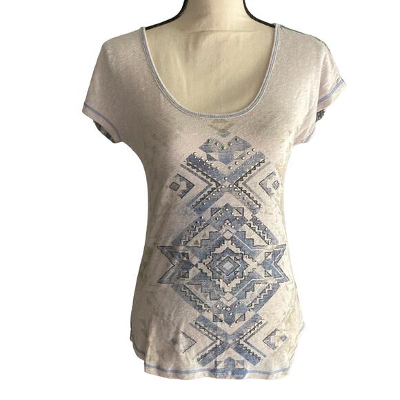 Maurice’s women’s short sleeve stretchy tee size small southwestern Boho knit - Picture 1 of 9